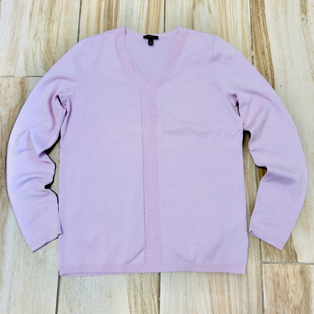 Talbots Knit Sweater Women's Pink Pullover V Neck Size Small Casual & Comfort